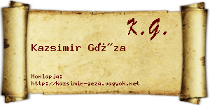 Kazsimir Géza névjegykártya